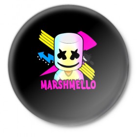 Значок с принтом Marshmello в Белгороде,  металл | круглая форма, металлическая застежка в виде булавки | Тематика изображения на принте: alone | beautiful now | disc | dj | jockey | marshmallow | американский | диджей | дискотека | маршмэллоу | продюсер