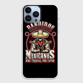 Чехол для iPhone 13 Pro Max с принтом Bandidos в Белгороде,  |  | cartridges | drawing | graphic | hat | mexican | mexico | ornament | patterns | revolvers | rope | tape | tequila | thug | weapon | бандит | верёвка | графика | лента | мексика | мексиканский | орнамент | оружие | патроны | револьверы | рисунок | текила |