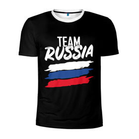 Мужская футболка 3D спортивная с принтом Team Russia в Белгороде, 100% полиэстер с улучшенными характеристиками | приталенный силуэт, круглая горловина, широкие плечи, сужается к линии бедра | 