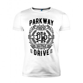 Мужская футболка премиум с принтом Parkway Drive в Белгороде, 92% хлопок, 8% лайкра | приталенный силуэт, круглый вырез ворота, длина до линии бедра, короткий рукав | atlas | ire | parkway drive | pd | группы | метал | музыка | рок | хеви метал