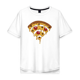 Мужская футболка хлопок Oversize с принтом Пицца Wi-Fi в Белгороде, 100% хлопок | свободный крой, круглый ворот, “спинка” длиннее передней части | Тематика изображения на принте: pizza | wi fi | wifi | абстракция | вай фай | интернет | пицца