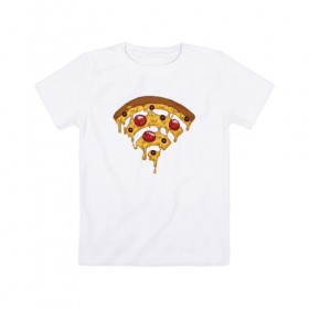 Детская футболка хлопок с принтом Пицца Wi-Fi в Белгороде, 100% хлопок | круглый вырез горловины, полуприлегающий силуэт, длина до линии бедер | pizza | wi fi | wifi | абстракция | вай фай | интернет | пицца
