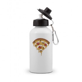 Бутылка спортивная с принтом Пицца Wi-Fi в Белгороде, металл | емкость — 500 мл, в комплекте две пластиковые крышки и карабин для крепления | pizza | wi fi | wifi | абстракция | вай фай | интернет | пицца