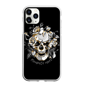 Чехол для iPhone 11 Pro матовый с принтом Memento mori в Белгороде, Силикон |  | blac | death | drawing | flowers | graphics | head | ornament | patterns | remember | roses | skeleton | skull | symbol | голова | графика | надпись | орнамент | помни | рисунок | розы | символ | скелет | текст | узоры | фон | цветы | череп | чер