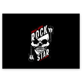 Поздравительная открытка с принтом Free soul rock star. life is s в Белгороде, 100% бумага | плотность бумаги 280 г/м2, матовая, на обратной стороне линовка и место для марки
 | Тематика изображения на принте: free soul | hard | heavy | life | mus | music | rock | rock star | short | skull | гитары | графика | душа | жесткий | жизнь | инструменты | коротка | музыка | музыкальные | надпись | рисунок | рок | рок звезда | свободная | символ