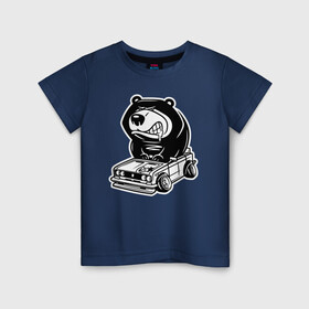 Детская футболка хлопок с принтом Медведь на жигулях  в Белгороде, 100% хлопок | круглый вырез горловины, полуприлегающий силуэт, длина до линии бедер | Тематика изображения на принте: ваз 2103 | ваз 2106 | жигули | жигули 2103 | жигули 2106