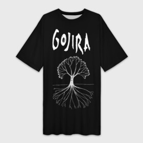 Платье-футболка 3D с принтом Gojira в Белгороде,  |  | death metal | from mars to sirius | gojira | magmа | terra incognita | the link | the way of all flesh | годжира | грув метал | группы | дэт метал | метал | музыка | рок