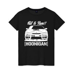 Женская футболка хлопок с принтом Nissan Silvia S14 Hoonigan в Белгороде, 100% хлопок | прямой крой, круглый вырез горловины, длина до линии бедер, слегка спущенное плечо | hoonigan | nissan | nissan silvia s14 | silvia s14