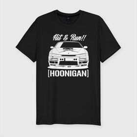 Мужская футболка хлопок Slim с принтом Nissan Silvia S14 Hoonigan в Белгороде, 92% хлопок, 8% лайкра | приталенный силуэт, круглый вырез ворота, длина до линии бедра, короткий рукав | hoonigan | nissan | nissan silvia s14 | silvia s14