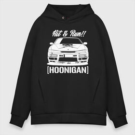 Мужское худи Oversize хлопок с принтом Nissan Silvia S14 Hoonigan в Белгороде, френч-терри — 70% хлопок, 30% полиэстер. Мягкий теплый начес внутри —100% хлопок | боковые карманы, эластичные манжеты и нижняя кромка, капюшон на магнитной кнопке | hoonigan | nissan | nissan silvia s14 | silvia s14