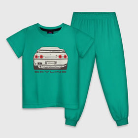 Детская пижама хлопок с принтом Nissan Skyline R32 в Белгороде, 100% хлопок |  брюки и футболка прямого кроя, без карманов, на брюках мягкая резинка на поясе и по низу штанин
 | nissan | nissan skyline | nissan skyline r32 | r32 | skyline r32