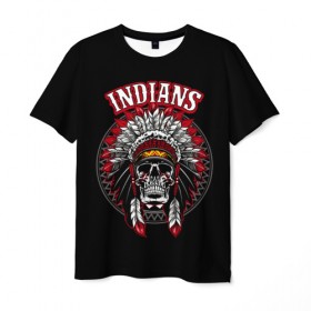 Мужская футболка 3D с принтом Indians в Белгороде, 100% полиэфир | прямой крой, круглый вырез горловины, длина до линии бедер | Тематика изображения на принте: 