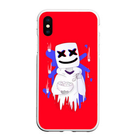 Чехол для iPhone XS Max матовый с принтом Marshmello в Белгороде, Силикон | Область печати: задняя сторона чехла, без боковых панелей | christopher comstock | dj | glitch | marshmello | music | глитч | диджей | крис комсток | маршмэллоу | музыка