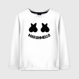 Детский лонгслив хлопок с принтом Marshmello в Белгороде, 100% хлопок | круглый вырез горловины, полуприлегающий силуэт, длина до линии бедер | christopher comstock | dj | marshmello | music | диджей | клубная музыка | клубняк | крис комсток | логотип | маршмэллоу | музыка