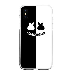 Чехол для iPhone XS Max матовый с принтом Marshmello в Белгороде, Силикон | Область печати: задняя сторона чехла, без боковых панелей | black and white | christopher comstock | dj | marshmello | music | диджей | клубная музыка | клубняк | крис комсток | логотип | маршмэллоу | музыка | черно белый