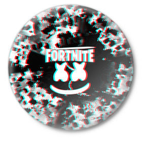 Значок с принтом Fortnite Marshmello (Glitch). в Белгороде,  металл | круглая форма, металлическая застежка в виде булавки | Тематика изображения на принте: black white | fortnite | fortnite 2 | fortnite x | marshmello | ninja | ninja hyper streamer | ninja streamer | streamer | tyler blevins | дизайн | игра | маршмелло | ниндзя | разрушение | стиль | улыбка | фортнайт | фортнайт 2 