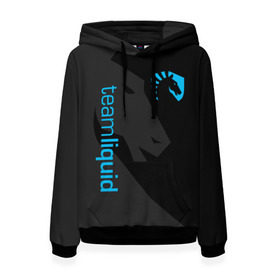 Женская толстовка 3D с принтом TEAM LIQUID в Белгороде, 100% полиэстер  | двухслойный капюшон со шнурком для регулировки, мягкие манжеты на рукавах и по низу толстовки, спереди карман-кенгуру с мягким внутренним слоем. | 2019 | blue | cybersport | esport | liquid | logo | pro league | team | team liquid | киберспорт | логотип | тим ликвид | фирменные цвета