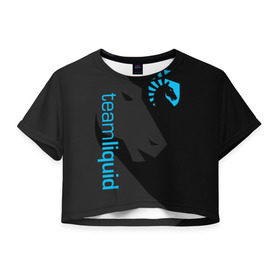 Женская футболка 3D укороченная с принтом TEAM LIQUID в Белгороде, 100% полиэстер | круглая горловина, длина футболки до линии талии, рукава с отворотами | 2019 | blue | cybersport | esport | liquid | logo | pro league | team | team liquid | киберспорт | логотип | тим ликвид | фирменные цвета
