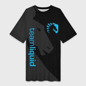 Платье-футболка 3D с принтом TEAM LIQUID | ТИМ ЛИКВИД в Белгороде,  |  | 2019 | blue | cybersport | esport | liquid | logo | pro league | team | team liquid | киберспорт | логотип | тим ликвид | фирменные цвета