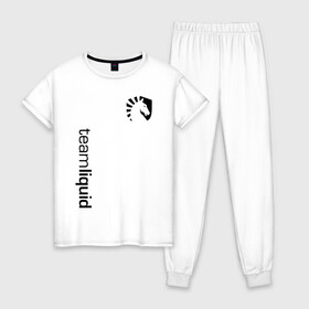 Женская пижама хлопок с принтом TEAM LIQUID в Белгороде, 100% хлопок | брюки и футболка прямого кроя, без карманов, на брюках мягкая резинка на поясе и по низу штанин | 2019 | blue | cybersport | esport | liquid | logo | pro league | team | team liquid | киберспорт | логотип | тим ликвид | фирменные цвета