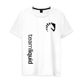 Мужская футболка хлопок с принтом TEAM LIQUID в Белгороде, 100% хлопок | прямой крой, круглый вырез горловины, длина до линии бедер, слегка спущенное плечо. | Тематика изображения на принте: 2019 | blue | cybersport | esport | liquid | logo | pro league | team | team liquid | киберспорт | логотип | тим ликвид | фирменные цвета