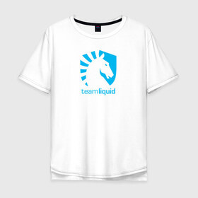 Мужская футболка хлопок Oversize с принтом TEAM LIQUID в Белгороде, 100% хлопок | свободный крой, круглый ворот, “спинка” длиннее передней части | Тематика изображения на принте: 2019 | blue | cybersport | esport | liquid | logo | pro league | team | team liquid | киберспорт | логотип | тим ликвид | фирменные цвета