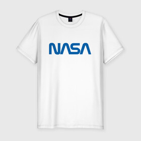 Мужская футболка хлопок Slim с принтом NASA в Белгороде, 92% хлопок, 8% лайкра | приталенный силуэт, круглый вырез ворота, длина до линии бедра, короткий рукав | galaxy | nasa | space | space company | star | астрономия | галактика | звезды | космическая компания | космос | наса