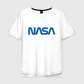 Мужская футболка хлопок Oversize с принтом NASA в Белгороде, 100% хлопок | свободный крой, круглый ворот, “спинка” длиннее передней части | galaxy | nasa | space | space company | star | астрономия | галактика | звезды | космическая компания | космос | наса