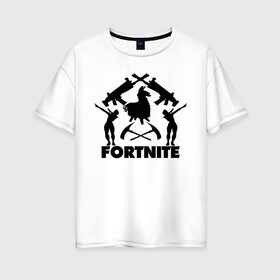 Женская футболка хлопок Oversize с принтом Fortnite в Белгороде, 100% хлопок | свободный крой, круглый ворот, спущенный рукав, длина до линии бедер
 | floss | fortnite | game | gamer | llama | logo | игры | лама | логотип | флосс | фортнайт