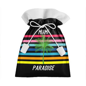 Подарочный 3D мешок с принтом Miami Paradise в Белгороде, 100% полиэстер | Размер: 29*39 см | america | city | colorful | drawing | grap | miami | palm tree | paradise | recreation | resort | stripes | tree | usa | world | америка | город | графика | дерево | курорт | майами | мировой | надпись | отдых | пальма | полосы | разноцветные | рай | рису