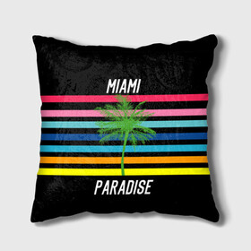Подушка 3D с принтом Miami Paradise в Белгороде, наволочка – 100% полиэстер, наполнитель – холлофайбер (легкий наполнитель, не вызывает аллергию). | состоит из подушки и наволочки. Наволочка на молнии, легко снимается для стирки | america | city | colorful | drawing | grap | miami | palm tree | paradise | recreation | resort | stripes | tree | usa | world | америка | город | графика | дерево | курорт | майами | мировой | надпись | отдых | пальма | полосы | разноцветные | рай | рису