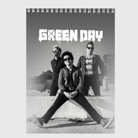 Скетчбук с принтом Green Day в Белгороде, 100% бумага
 | 48 листов, плотность листов — 100 г/м2, плотность картонной обложки — 250 г/м2. Листы скреплены сверху удобной пружинной спиралью | Тематика изображения на принте: green day | greenday | punk | rock | грин дэй | группы | музыка | панк | рок