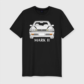 Мужская футболка хлопок Slim с принтом Toyota Mark2 80 в Белгороде, 92% хлопок, 8% лайкра | приталенный силуэт, круглый вырез ворота, длина до линии бедра, короткий рукав | mark2 80 | toyota | toyota mark2 | toyota mark2 80