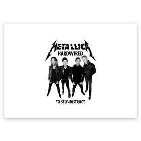 Поздравительная открытка с принтом Metallica в Белгороде, 100% бумага | плотность бумаги 280 г/м2, матовая, на обратной стороне линовка и место для марки
 | Тематика изображения на принте: heavy metal | metal | metallica | группы | метал | металлика | музыка | рок | трэш метал | хєви метал