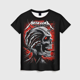 Женская футболка 3D с принтом Metallica в Белгороде, 100% полиэфир ( синтетическое хлопкоподобное полотно) | прямой крой, круглый вырез горловины, длина до линии бедер | heavy metal | metal | metallica | группы | метал | металлика | музыка | рок | трэш метал | хєви метал