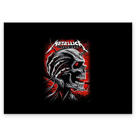 Поздравительная открытка с принтом Metallica в Белгороде, 100% бумага | плотность бумаги 280 г/м2, матовая, на обратной стороне линовка и место для марки
 | Тематика изображения на принте: heavy metal | metal | metallica | группы | метал | металлика | музыка | рок | трэш метал | хєви метал