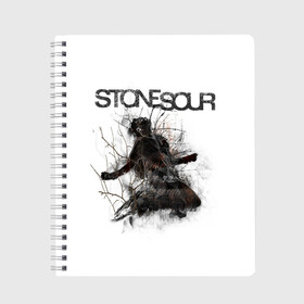 Тетрадь с принтом Stone Sour в Белгороде, 100% бумага | 48 листов, плотность листов — 60 г/м2, плотность картонной обложки — 250 г/м2. Листы скреплены сбоку удобной пружинной спиралью. Уголки страниц и обложки скругленные. Цвет линий — светло-серый
 | Тематика изображения на принте: metal | rock | slipknot | stone sour | альтернатива | группы | кори тейлор | метал | музыка | ню метал | рок