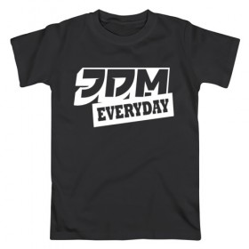 Мужская футболка хлопок с принтом JDM EVERYDAY в Белгороде, 100% хлопок | прямой крой, круглый вырез горловины, длина до линии бедер, слегка спущенное плечо. | jdm | jdm каждый день | jdmeveryday