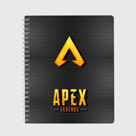 Тетрадь с принтом APEX LEGENDS в Белгороде, 100% бумага | 48 листов, плотность листов — 60 г/м2, плотность картонной обложки — 250 г/м2. Листы скреплены сбоку удобной пружинной спиралью. Уголки страниц и обложки скругленные. Цвет линий — светло-серый
 | apex | apex legends | апекс | апекс легенд | апекс легендс | бой | игра | компьютерная игра | королевская битва | лучшее | онлайн игра | популярное | текстура | хит | шутер