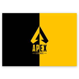 Поздравительная открытка с принтом APEX LEGENDS YELLOW в Белгороде, 100% бумага | плотность бумаги 280 г/м2, матовая, на обратной стороне линовка и место для марки
 | apex | legend | legends | titanfall | апекс | арех | бангалор | бладхаунд | верхушки | гибралтар | каустик | лайфлайн | легенда | легенды | ледженд | леджендс | мираж | орех | рэйф | титанфол