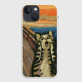 Чехол для iPhone 13 mini с принтом Крик котика в Белгороде,  |  | cat | картина | кот | котик | котики | коты | котэ | кошак | крик | мем | приколы