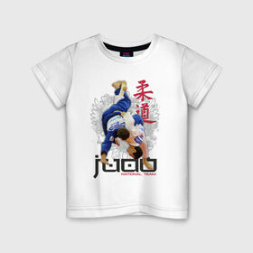 Детская футболка хлопок с принтом Judo в Белгороде, 100% хлопок | круглый вырез горловины, полуприлегающий силуэт, длина до линии бедер | борьба | единоборства | спорт