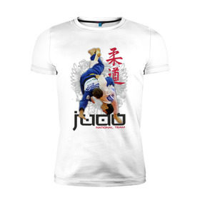 Мужская футболка премиум с принтом Judo в Белгороде, 92% хлопок, 8% лайкра | приталенный силуэт, круглый вырез ворота, длина до линии бедра, короткий рукав | борьба | единоборства | спорт