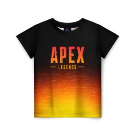 Детская футболка 3D с принтом APEX LEGENDS в Белгороде, 100% гипоаллергенный полиэфир | прямой крой, круглый вырез горловины, длина до линии бедер, чуть спущенное плечо, ткань немного тянется | apex | apex legends | battle | battle royal | titanfall | апекс | апекс легендс | батл рояль | битва | война | королевская битва