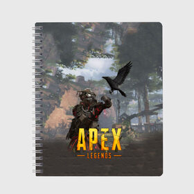 Тетрадь с принтом APEX LEGENDS в Белгороде, 100% бумага | 48 листов, плотность листов — 60 г/м2, плотность картонной обложки — 250 г/м2. Листы скреплены сбоку удобной пружинной спиралью. Уголки страниц и обложки скругленные. Цвет линий — светло-серый
 | apex | apex legends | апекс | апекс легенд | апекс легендс | бой | игра | компьютерная игра | королевская битва | лучшее | онлайн игра | популярное | хит | шутер