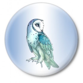 Значок с принтом сова в Белгороде,  металл | круглая форма, металлическая застежка в виде булавки | owl | ночь | птица | сова | филин