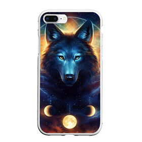 Чехол для iPhone 7Plus/8 Plus матовый с принтом волк в Белгороде, Силикон | Область печати: задняя сторона чехла, без боковых панелей | wolf | волк | галактика | звезды | койот | космос | луна | ночь | собака