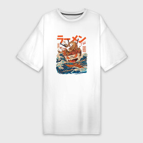 Платье-футболка хлопок с принтом Great Ramen off Kanagawa в Белгороде,  |  | kanagawa | ramen | аниме | большая волна в канагаве | рамен | рамен в канагаве
