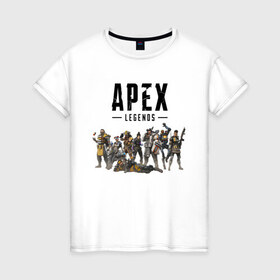 Женская футболка хлопок с принтом Full Roster в Белгороде, 100% хлопок | прямой крой, круглый вырез горловины, длина до линии бедер, слегка спущенное плечо | apex | apex legends | legends | titanfall | titanfall apex legends | апекс | апекс ледженс | титанфол | титанфолл легендс