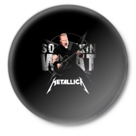 Значок с принтом Metallica в Белгороде,  металл | круглая форма, металлическая застежка в виде булавки | 